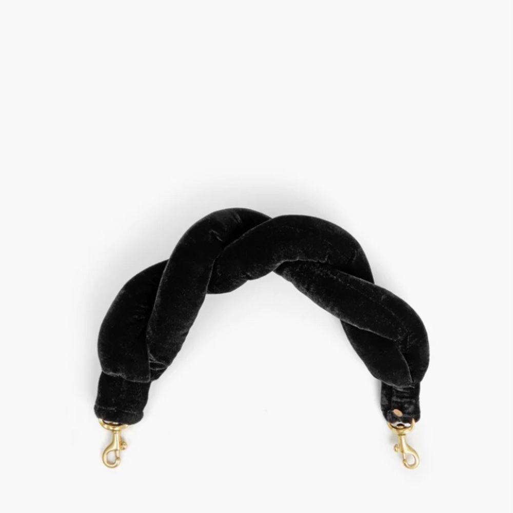 Clare V. Black Velvet Twisted Puff Top Handle